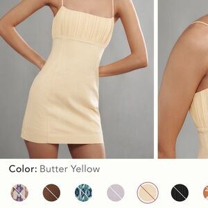 The Ophelia Sleeveless Linen Slim Mini Dress by Maeve Size 14 Butter Yellow NWT